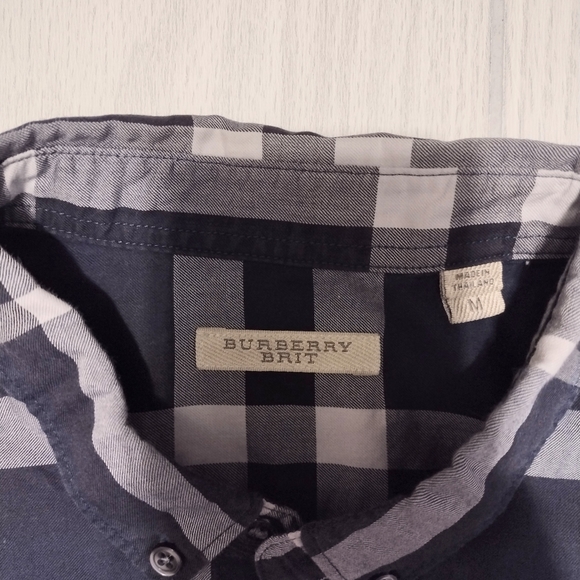 Burberry Brit Blue Nova Check Plaid Long Sleeve Button Down men's Shirt Sz M - Picture 2 of 6